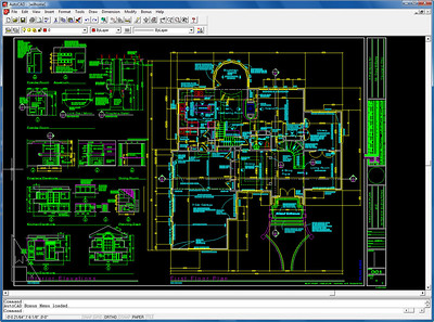 A colorful image of an AutoCad architectural file, from 1998.